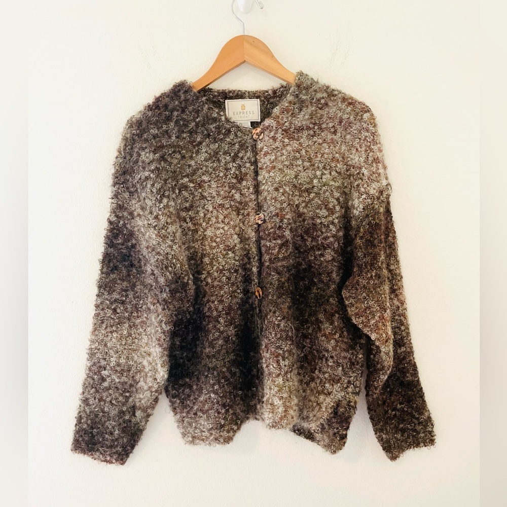 Y2k Express Tricot Cardigan Small Mohair Lagenlook Boho Artsy Cabin Chunky Cozy